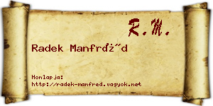 Radek Manfréd névjegykártya